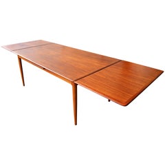 Danish Modern Teak Rare Large Draw Leaf Dining Table by Skovmand & Andersen