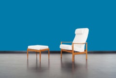 Danish Modern Teak Reclining Lounge Chair and Ottoman