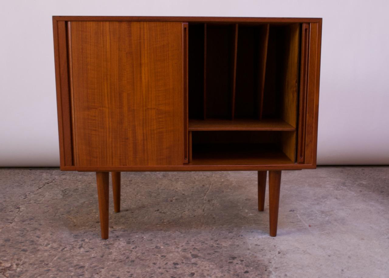 Scandinavian Modern Danish Modern Teak Record Cabinet by Kai Kristiansen for Feldballes Møbelfabrik