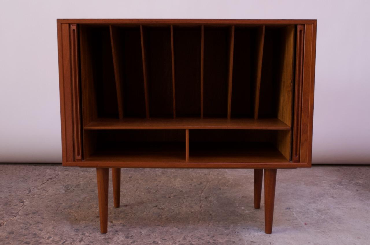 Mid-20th Century Danish Modern Teak Record Cabinet by Kai Kristiansen for Feldballes Møbelfabrik