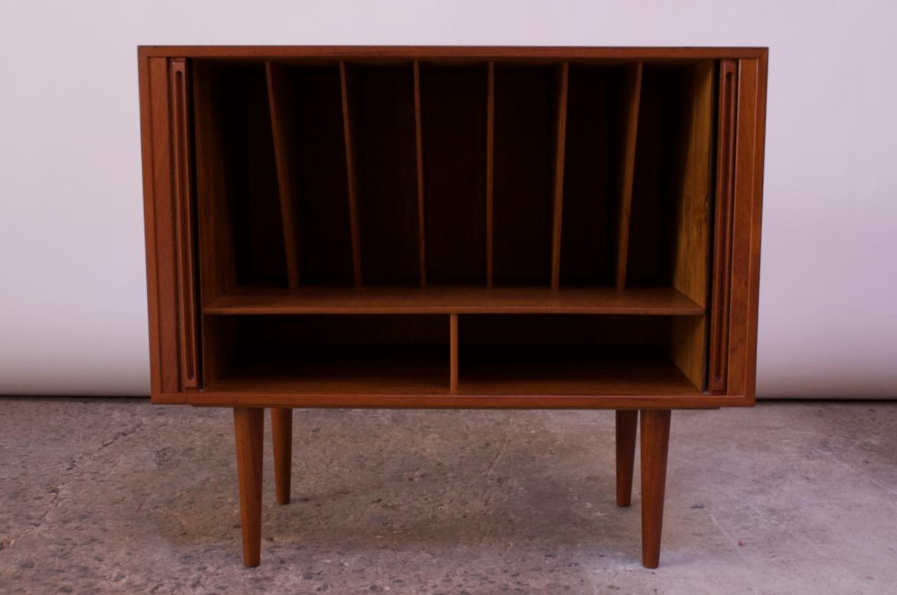 Mid-20th Century Danish Modern Teak Record Cabinet by Kai Kristiansen for Feldballes Møbelfabrik