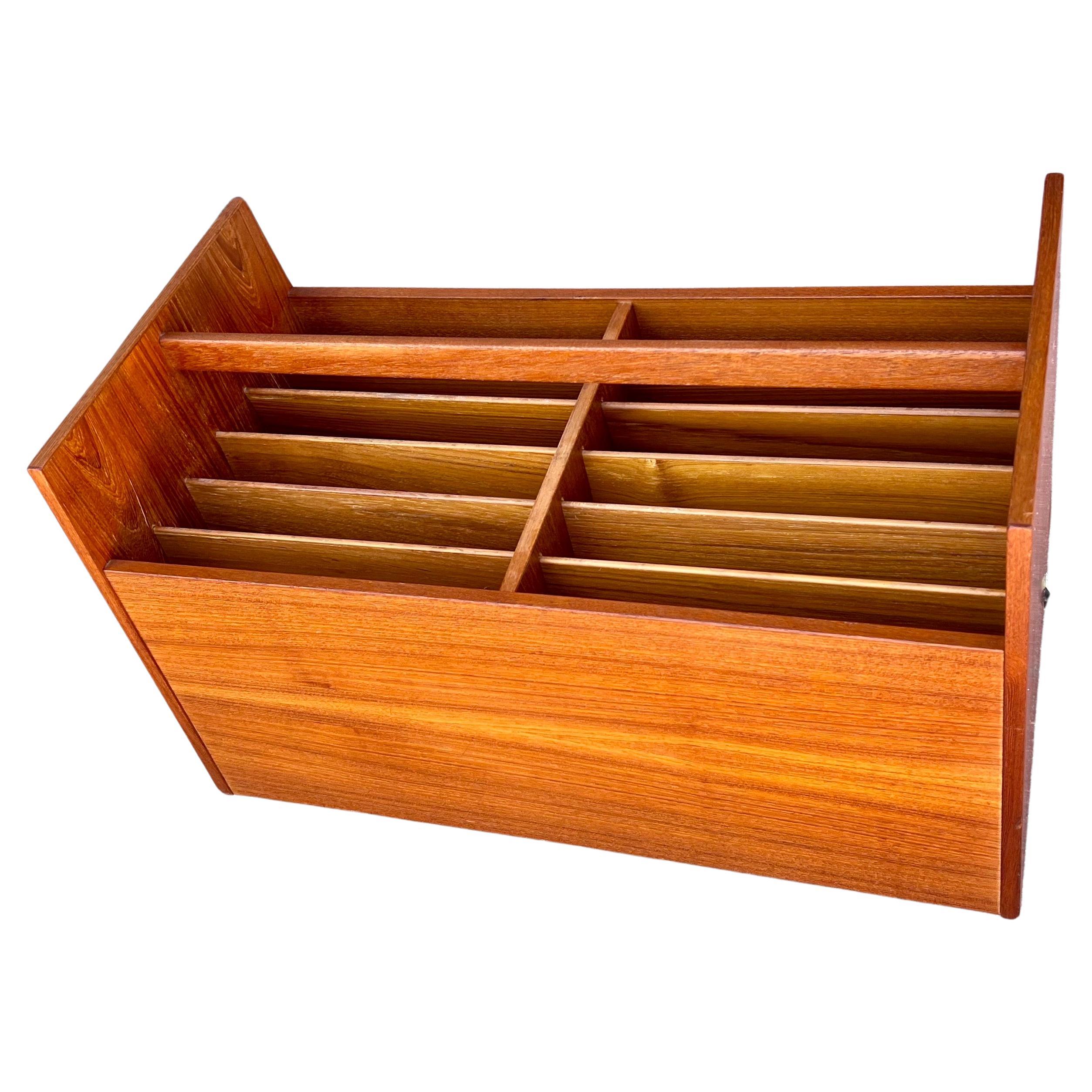 Scandinavian Modern Danish Modern teak Record Magazine Rack Holder by Brusksbo Mellemstrands