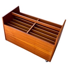 Danish Modern teak Record Magazine Rack Holder by Brusksbo Mellemstrands