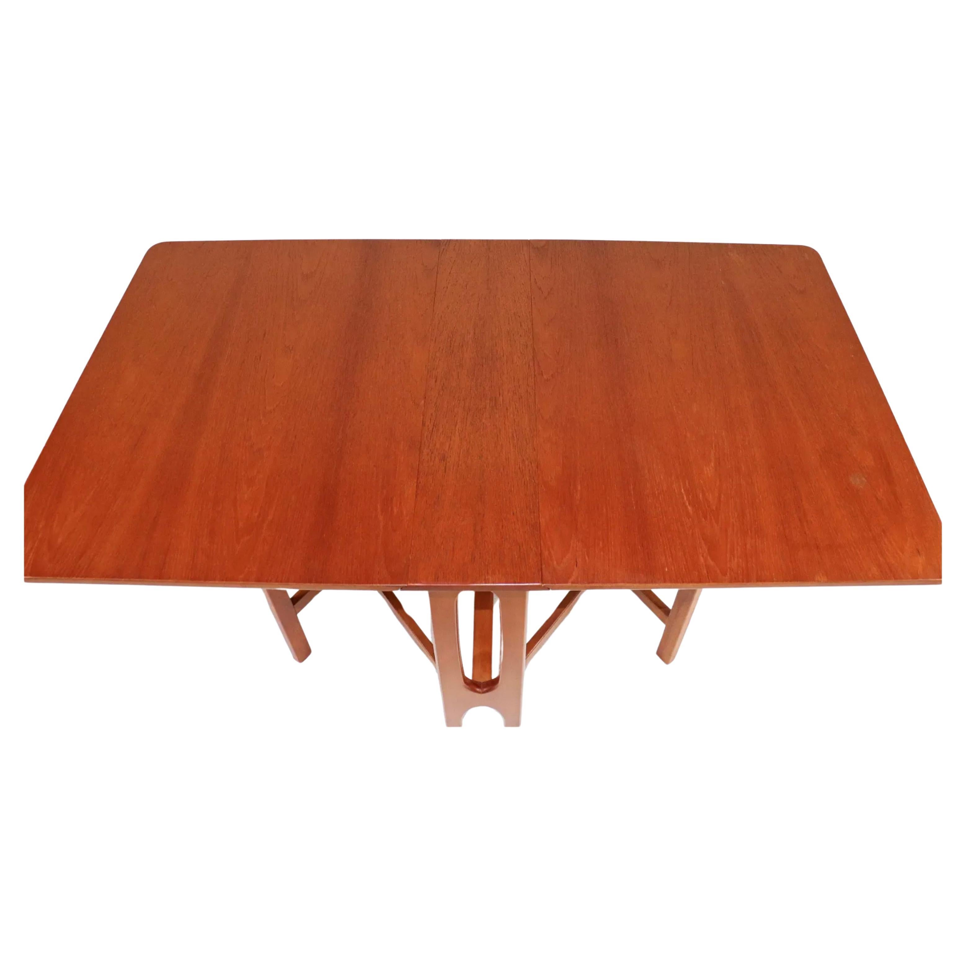 Woodwork Danish modern teak rectangle folding dining table  For Sale