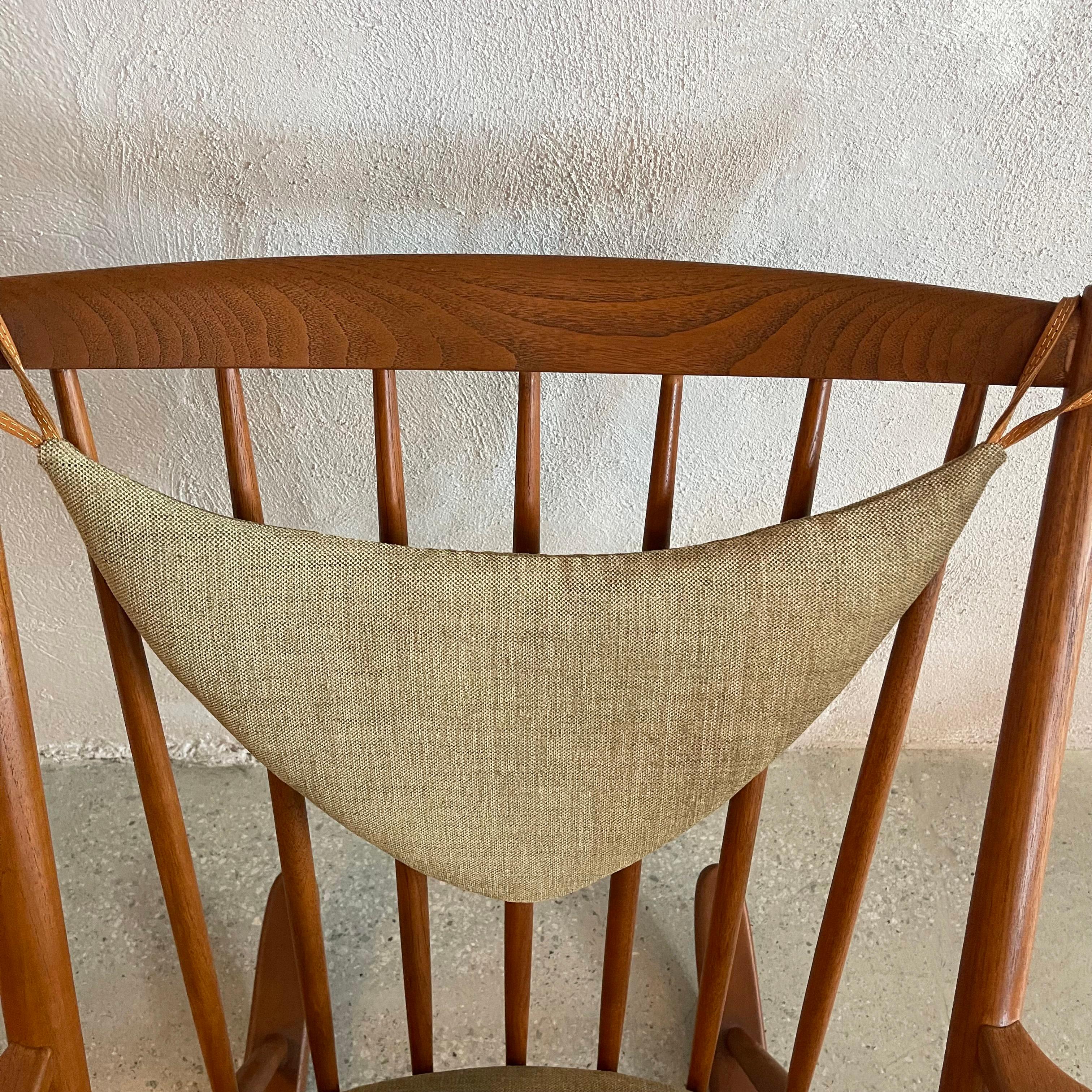 Leather Danish Modern Teak Rocking Chair By Frank Reenskaug For Bramin