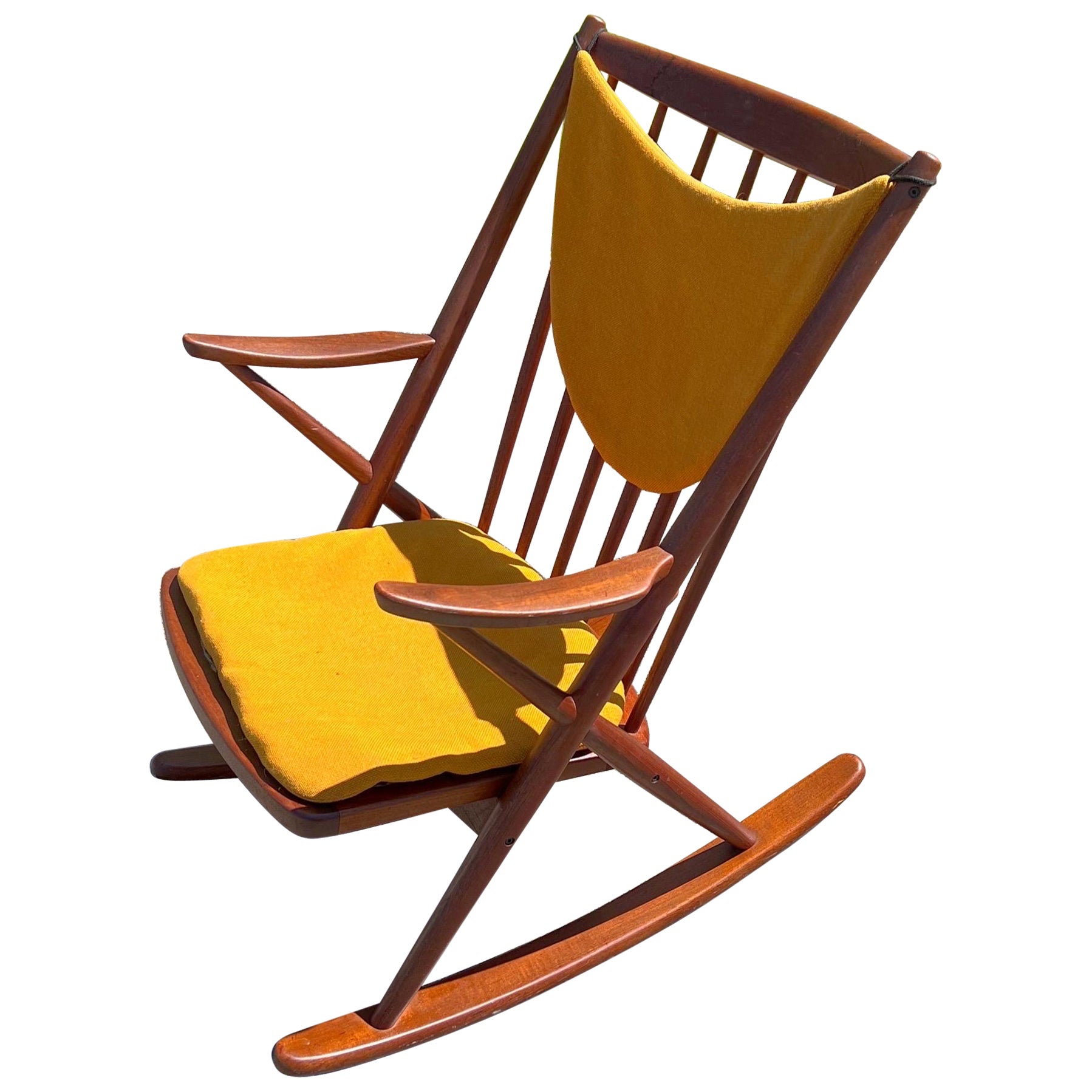 Chaise à bascule moderne danoise en teck par Frank Reenskaug pour Bramin Møbler