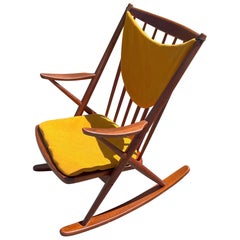 Chaise à bascule moderne danoise en teck par Frank Reenskaug pour Bramin Møbler