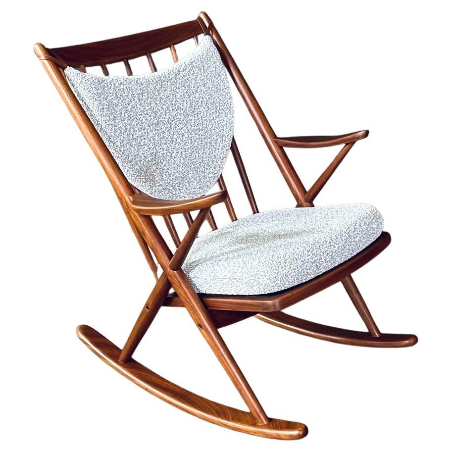 Newly Refinished - Danish Modern Teak Rocking Chair by Frank Reenskaug en vente