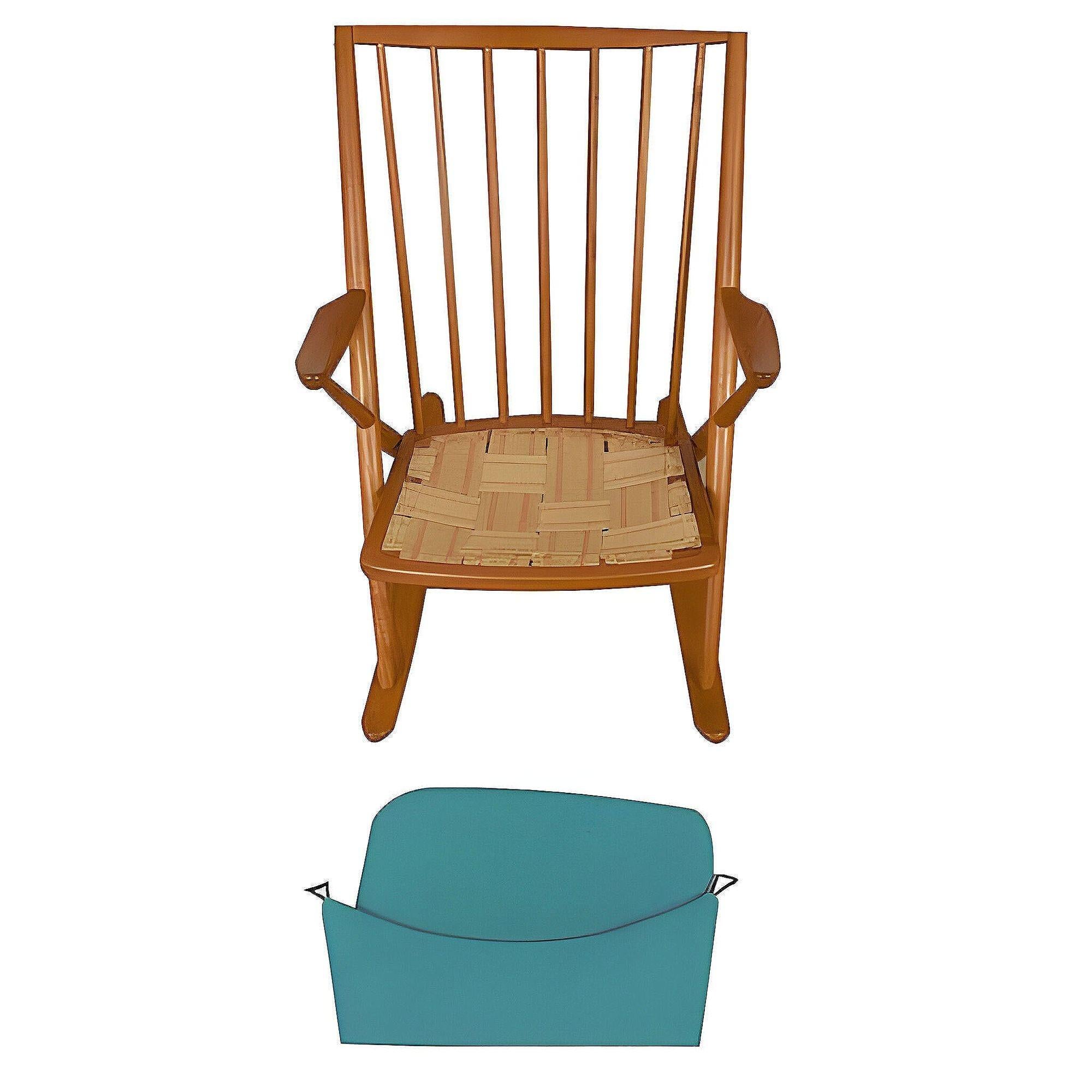 Sedia a dondolo moderna danese in teak con seduta in pelle di Frank Reenskaug in vendita 3