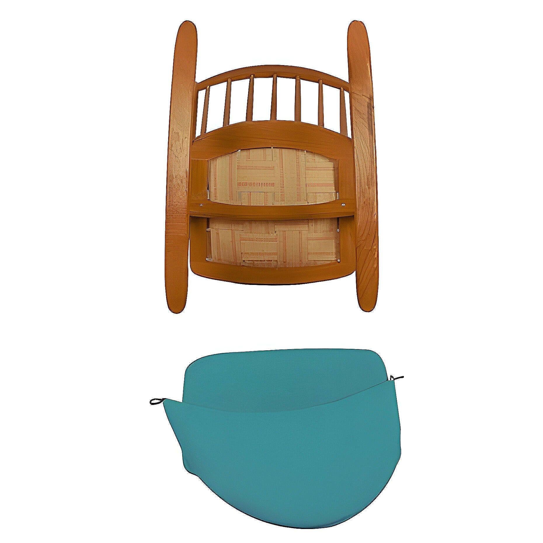 Sedia a dondolo moderna danese in teak con seduta in pelle di Frank Reenskaug in vendita 4