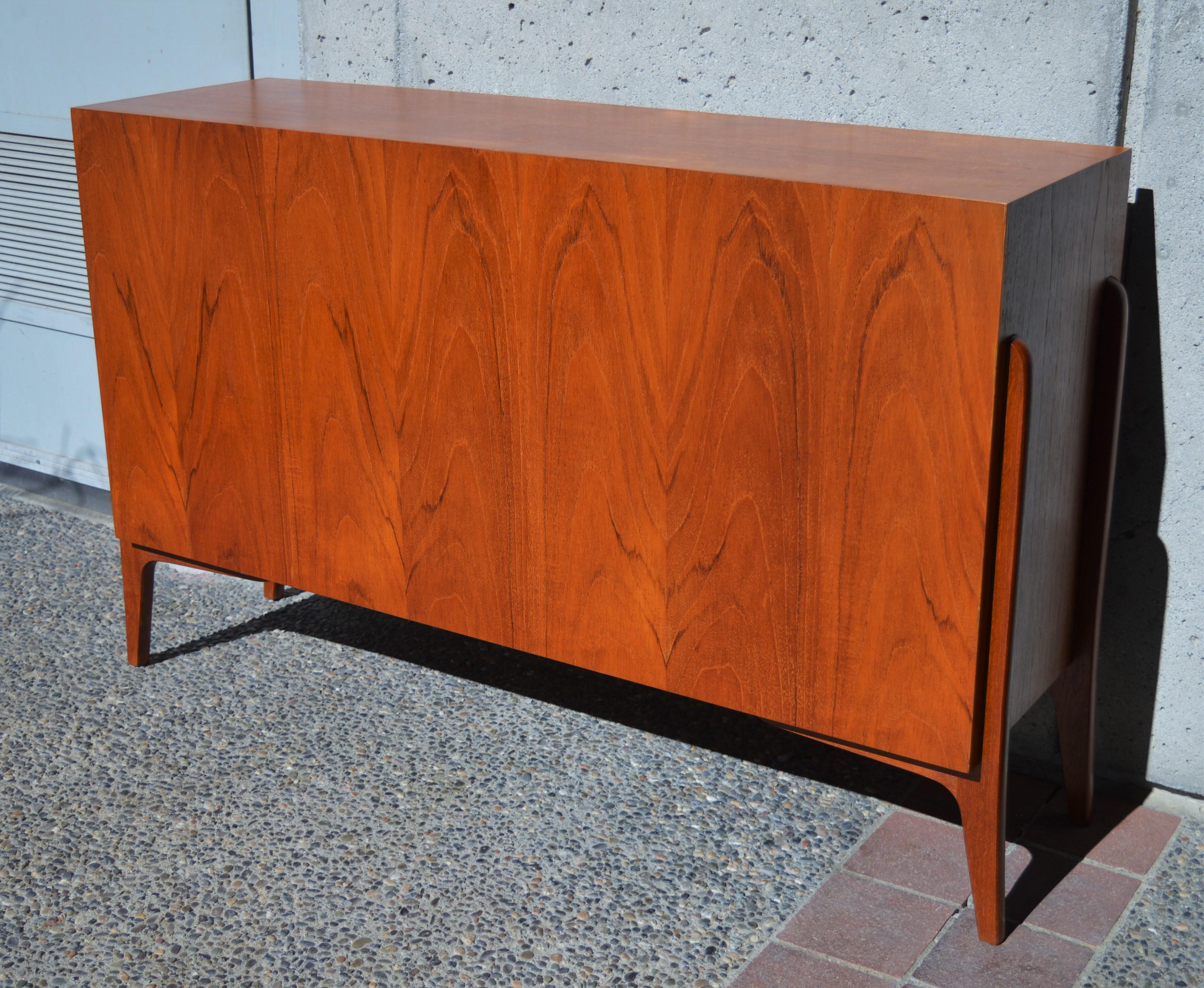 Danish Modern Teak Room Divider or Cabinet with Exposed Legs and Finished Back 5
