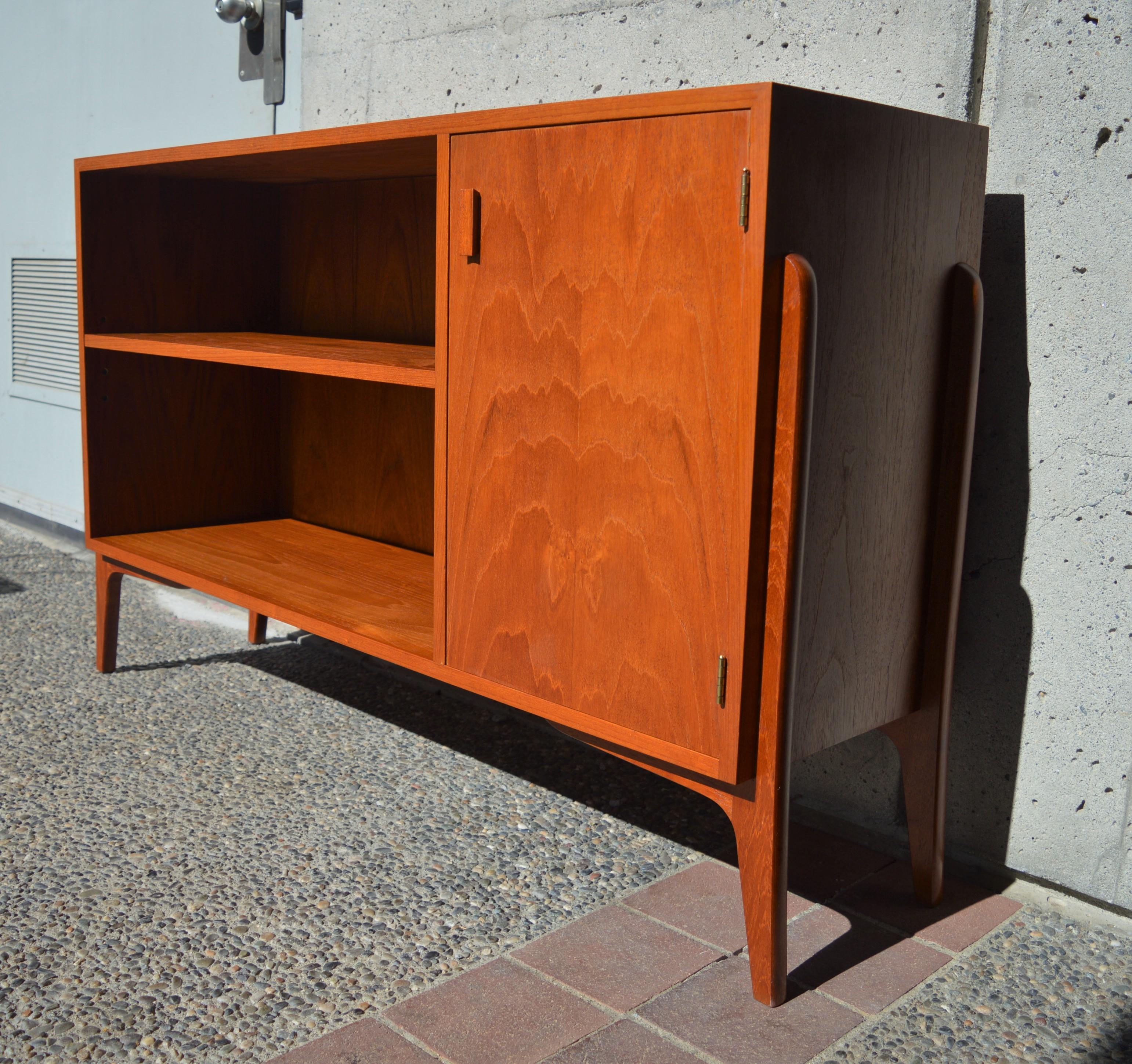 Mid-20th Century Danish Modern Teak Room Divider or Cabinet with Exposed Legs and Finished Back