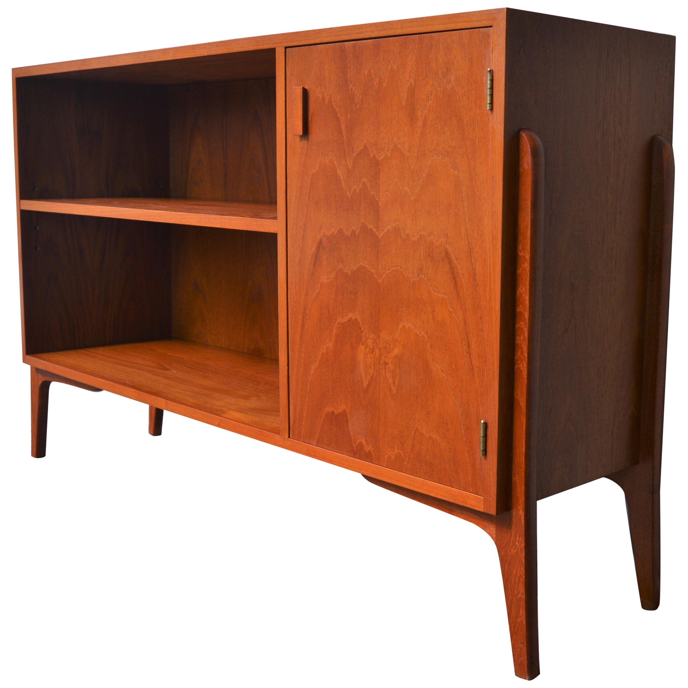 Danish Modern Teak Room Divider or Cabinet with Exposed Legs and Finished Back