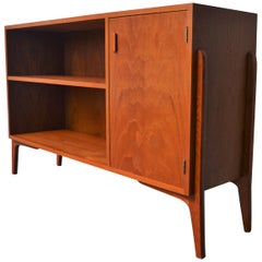 Vintage Danish Modern Teak Room Divider or Cabinet with Exposed Legs and Finished Back
