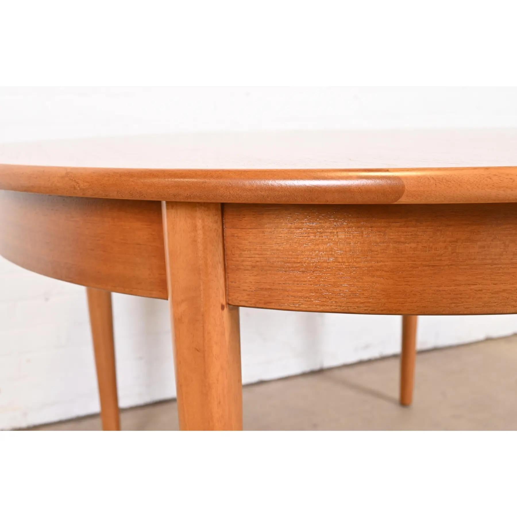 Danish Modern Teak Round Dining Table, Newly Refinished 5