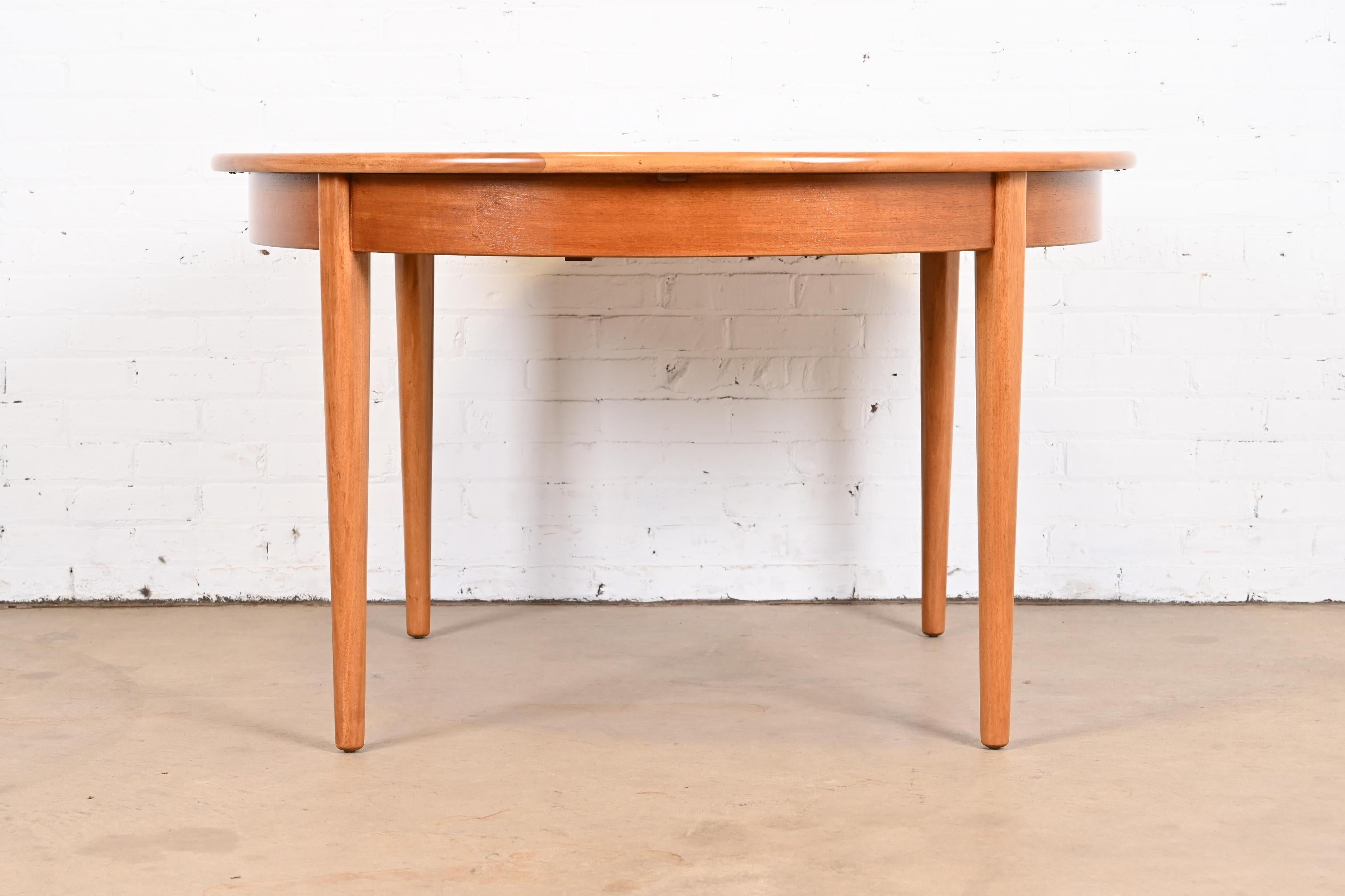 Danish Modern Teak Round Dining Table, Newly Refinished For Sale 6