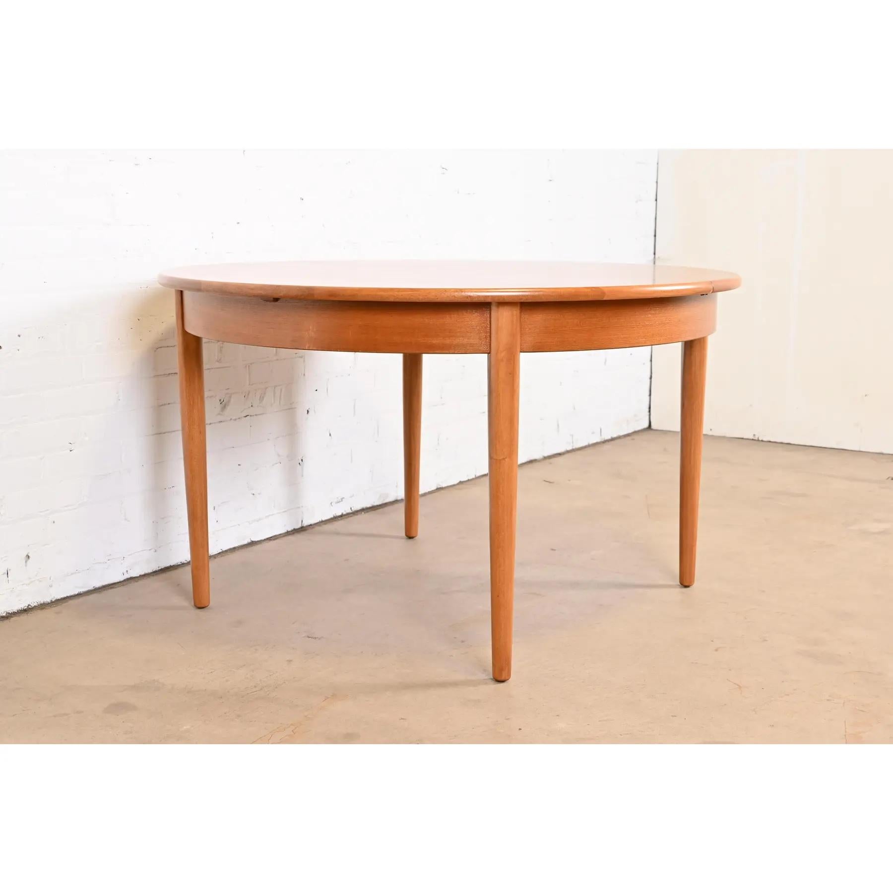 Mid-20th Century Danish Modern Teak Round Dining Table, Newly Refinished