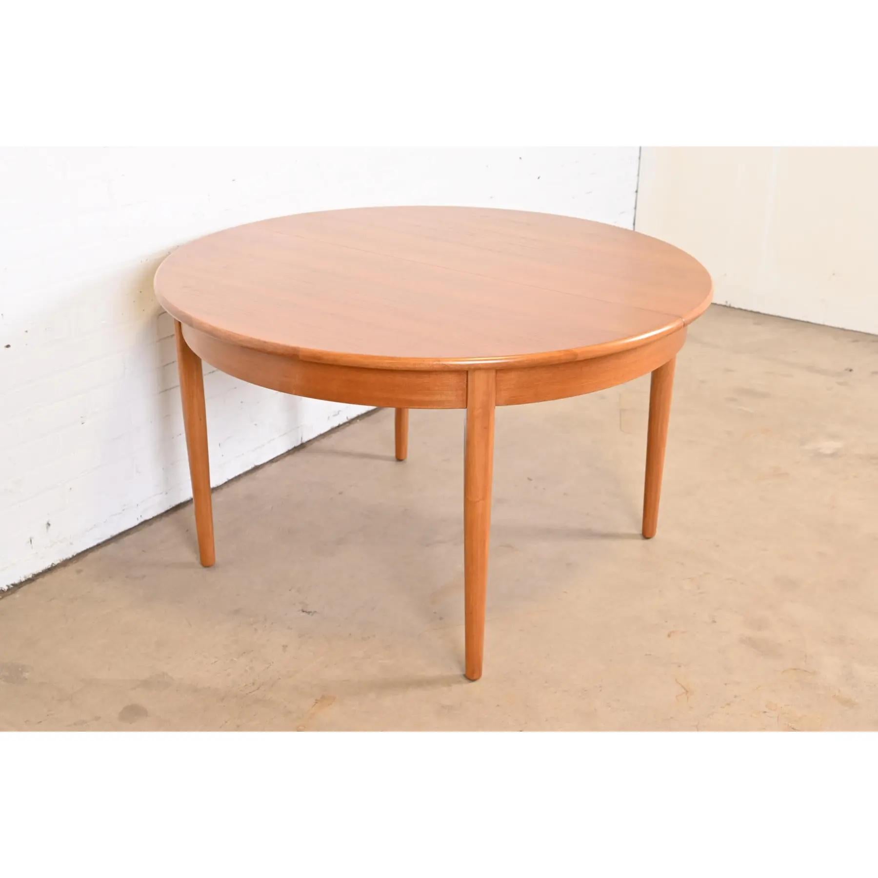 Danish Modern Teak Round Dining Table, Newly Refinished 1