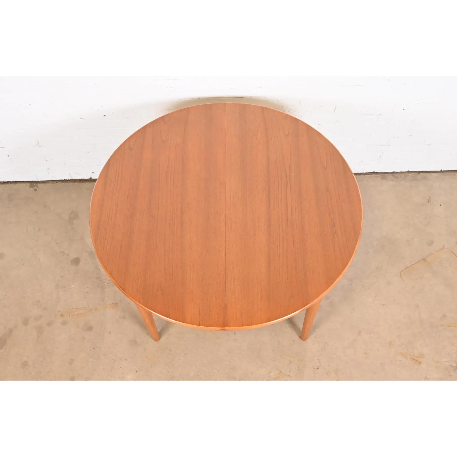 Danish Modern Teak Round Dining Table, Newly Refinished 2