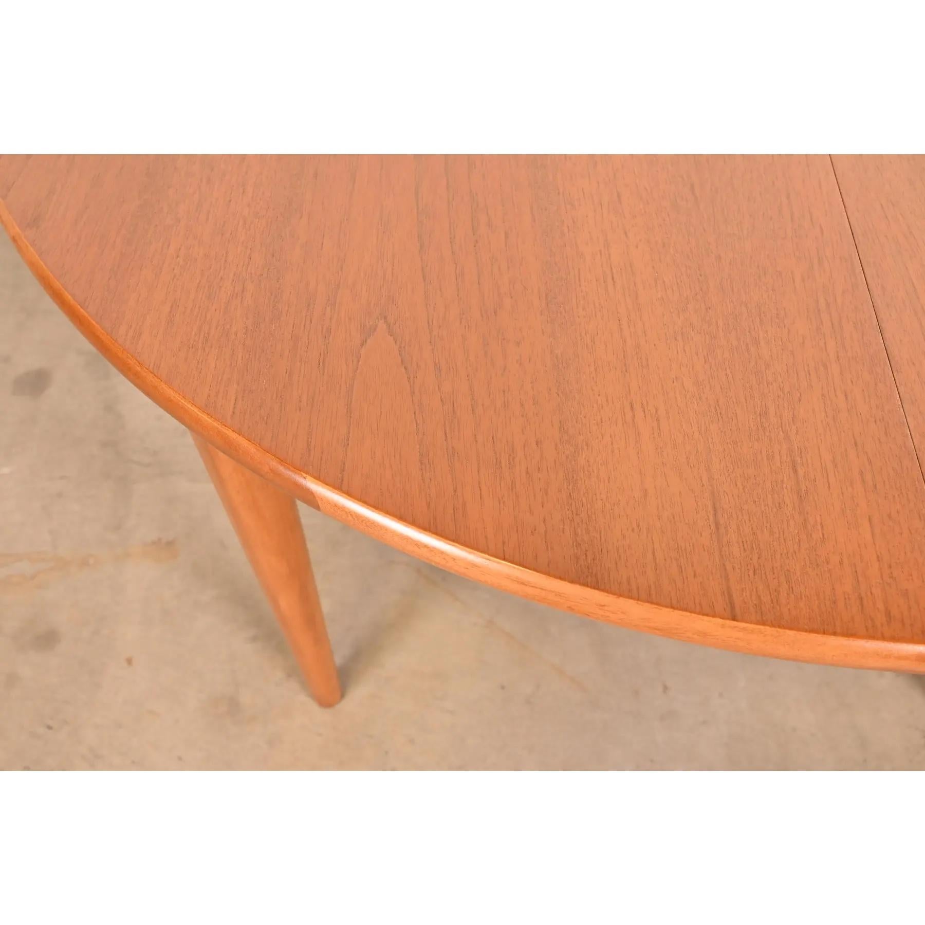 Danish Modern Teak Round Dining Table, Newly Refinished 3