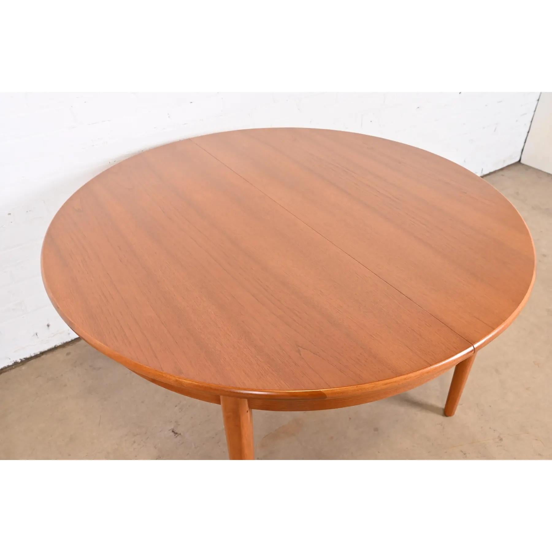 Danish Modern Teak Round Dining Table, Newly Refinished 4