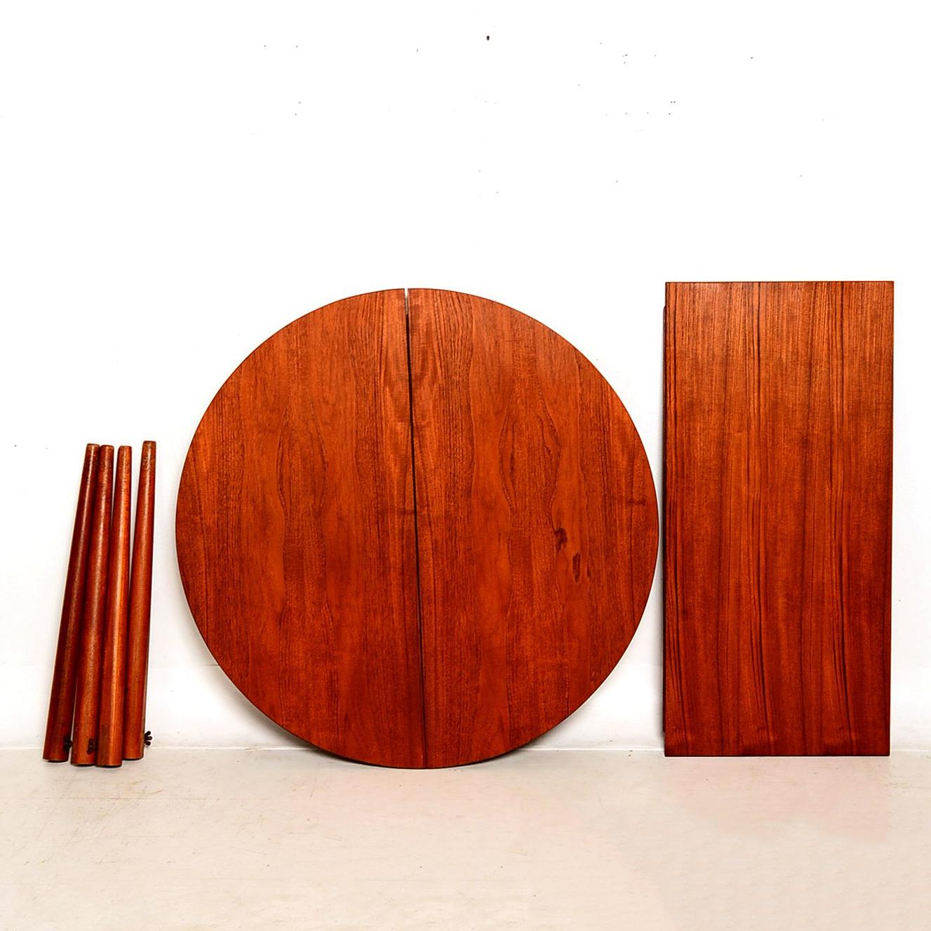 Danish Modern Teak Round Oval Dining Table 1