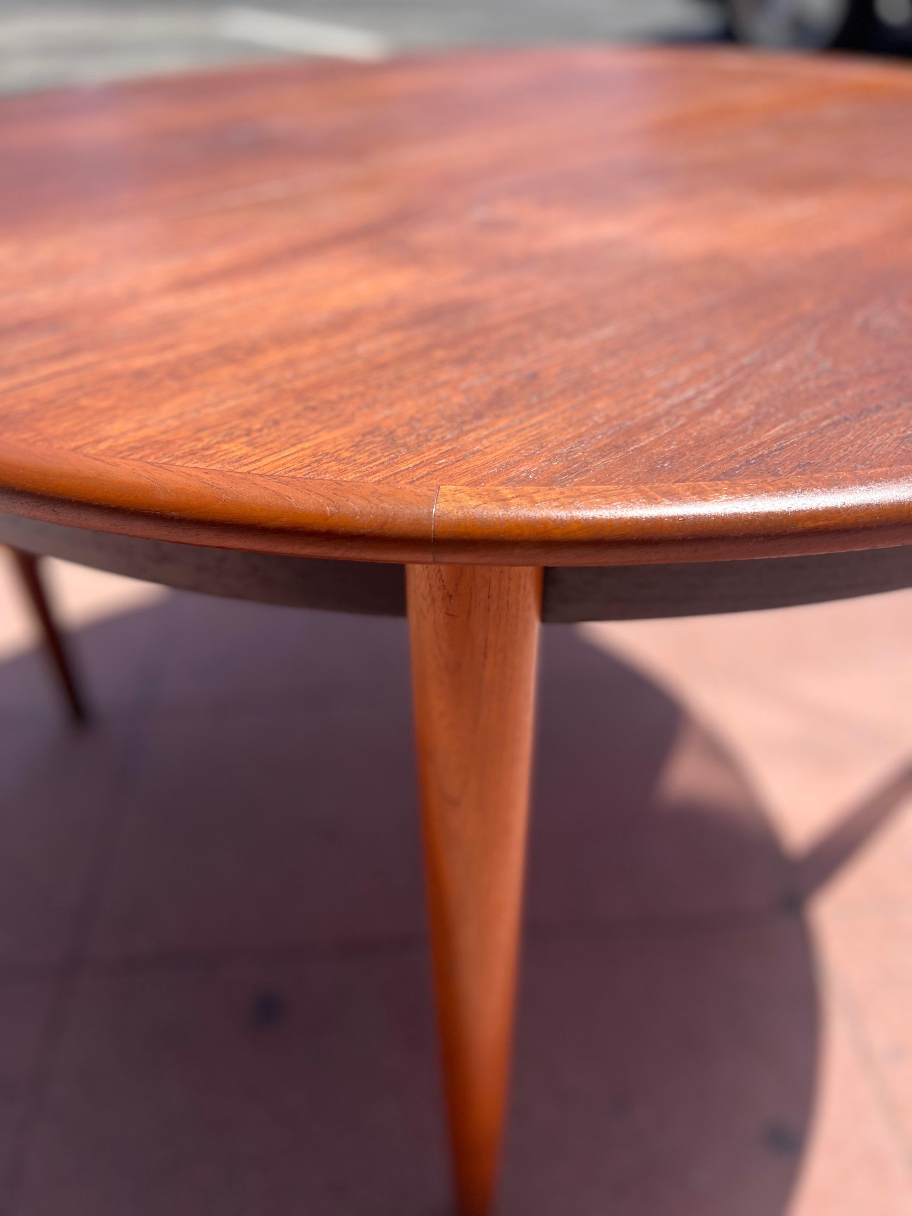 Danish Modern Teak Round/Oval Dining Table Refinished For Sale 3