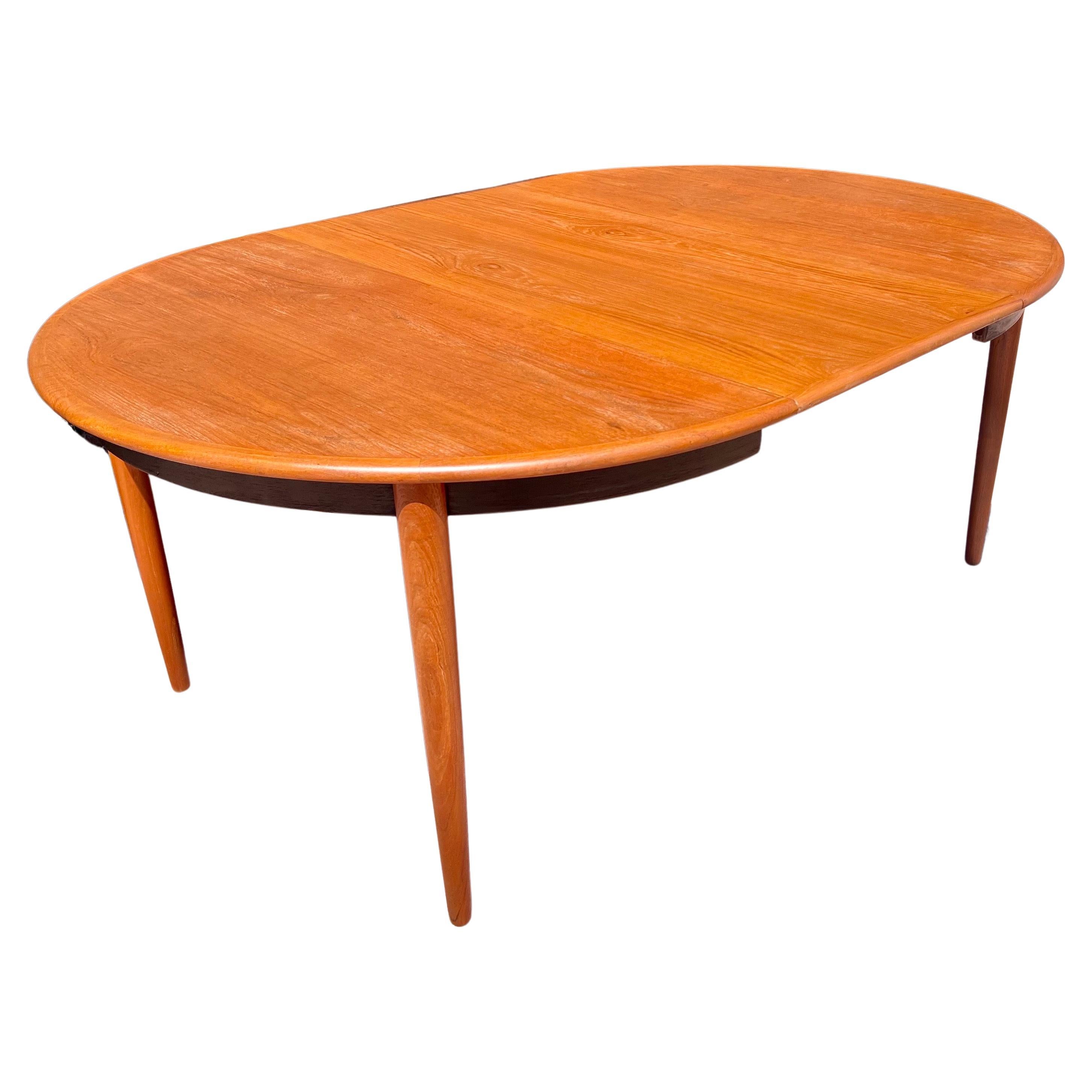 Danish Modern Teak Round/Oval Dining Table Refinished For Sale