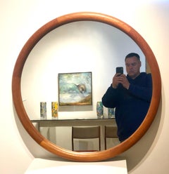 Danish Modern Teak Round Piping Mirror
