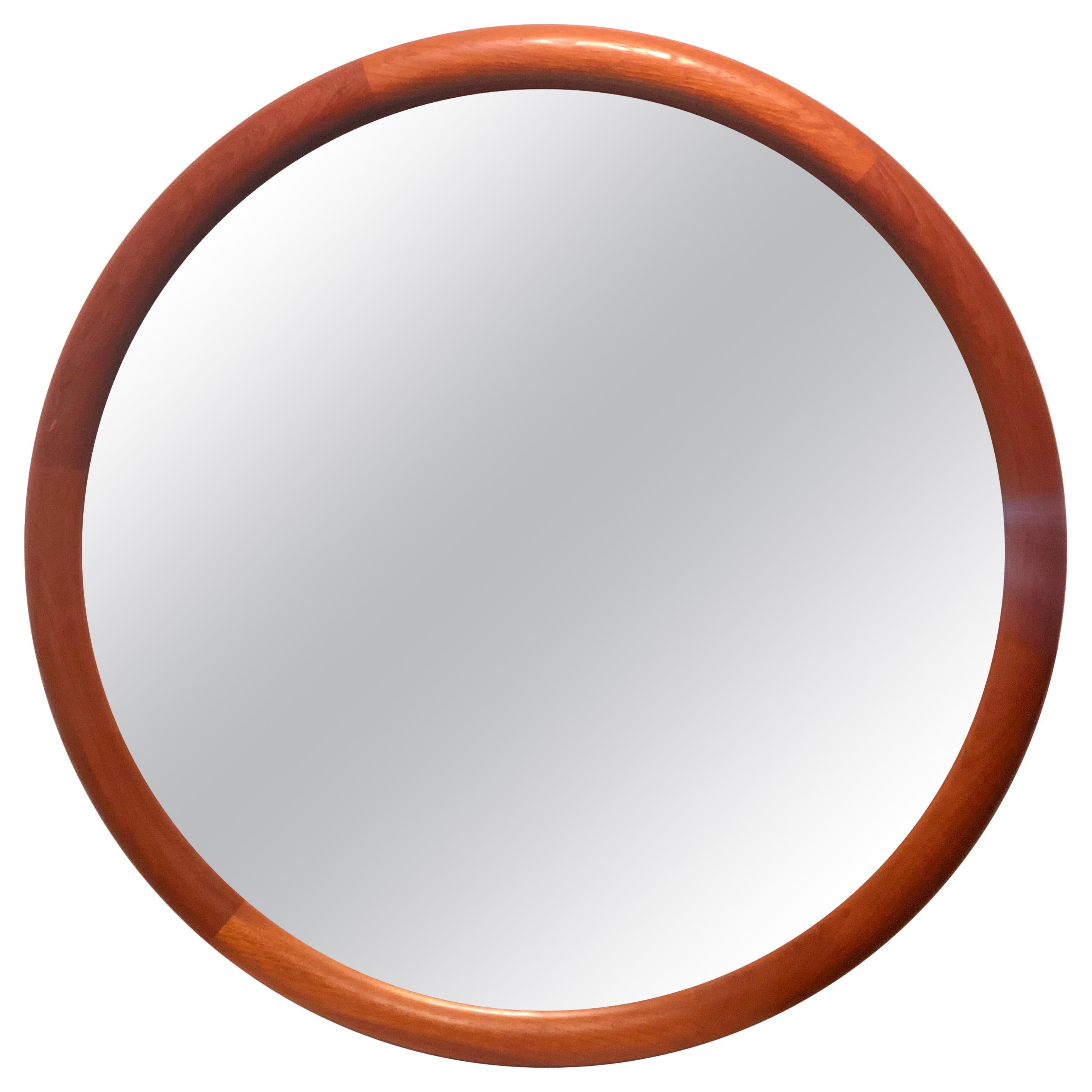 Danish Modern Teak Round Piping Mirror