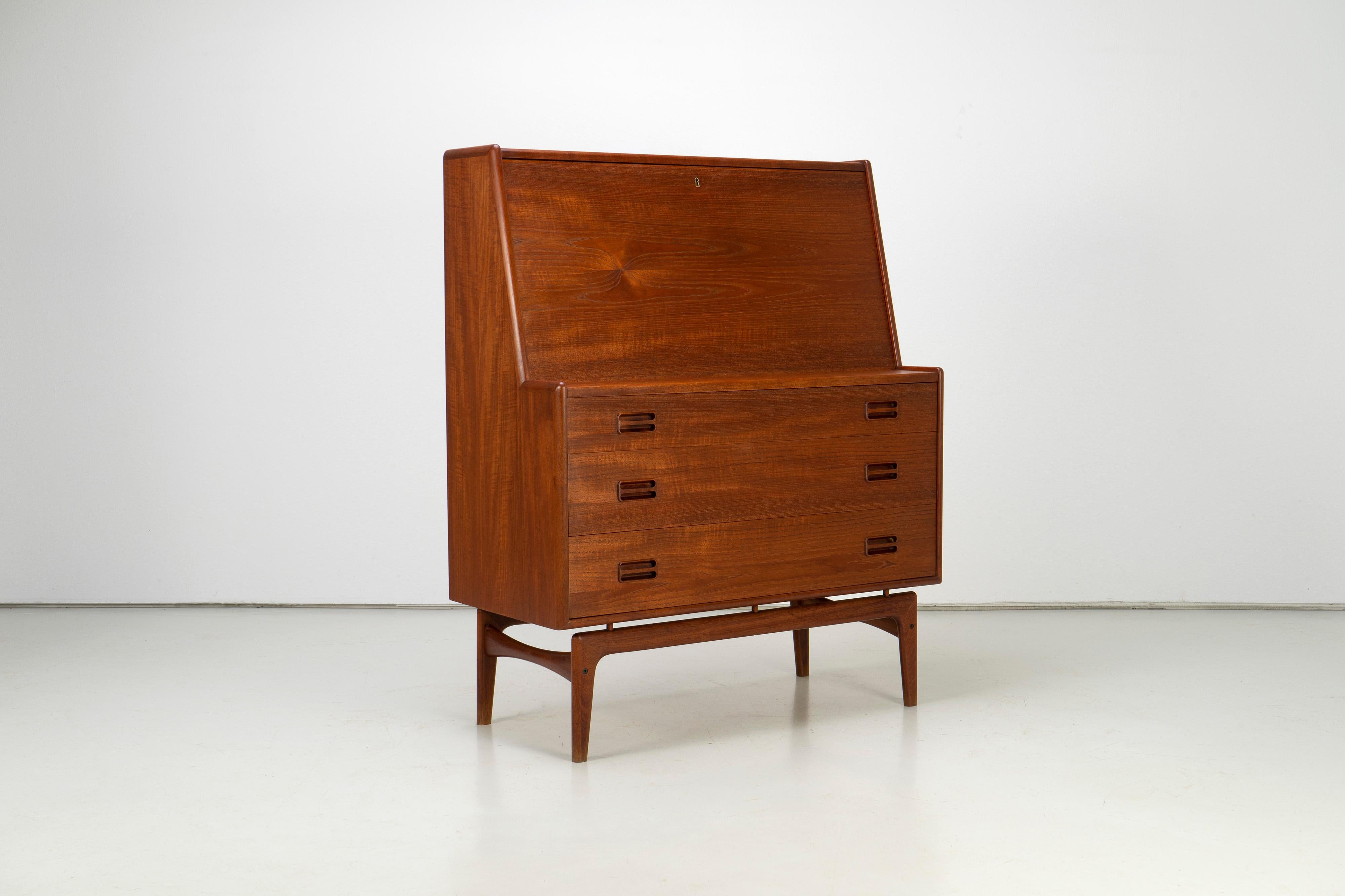 20th Century Danish Modern Teak Secretary by Arne Hovmand-Olsen Mogens Kold, Denmark, 1960s