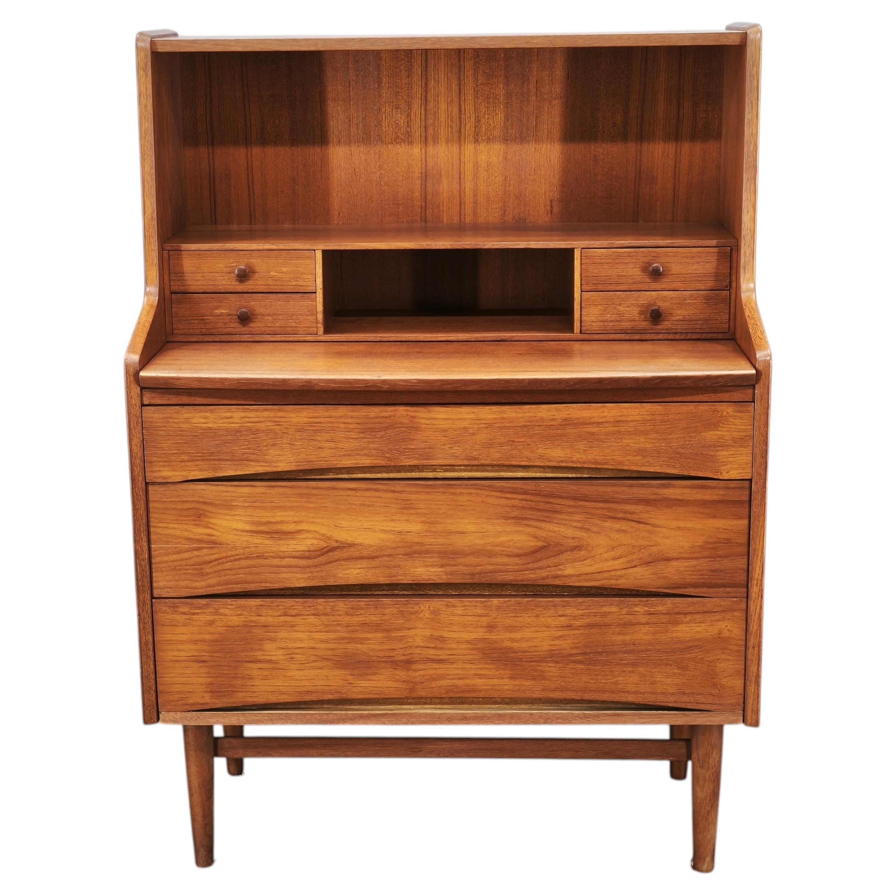 Danish Modern Teak Secretary Writing Desk with Drawers, 1960s