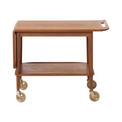 Danish Modern Teak Serving Cart with Drop Leaf Detail