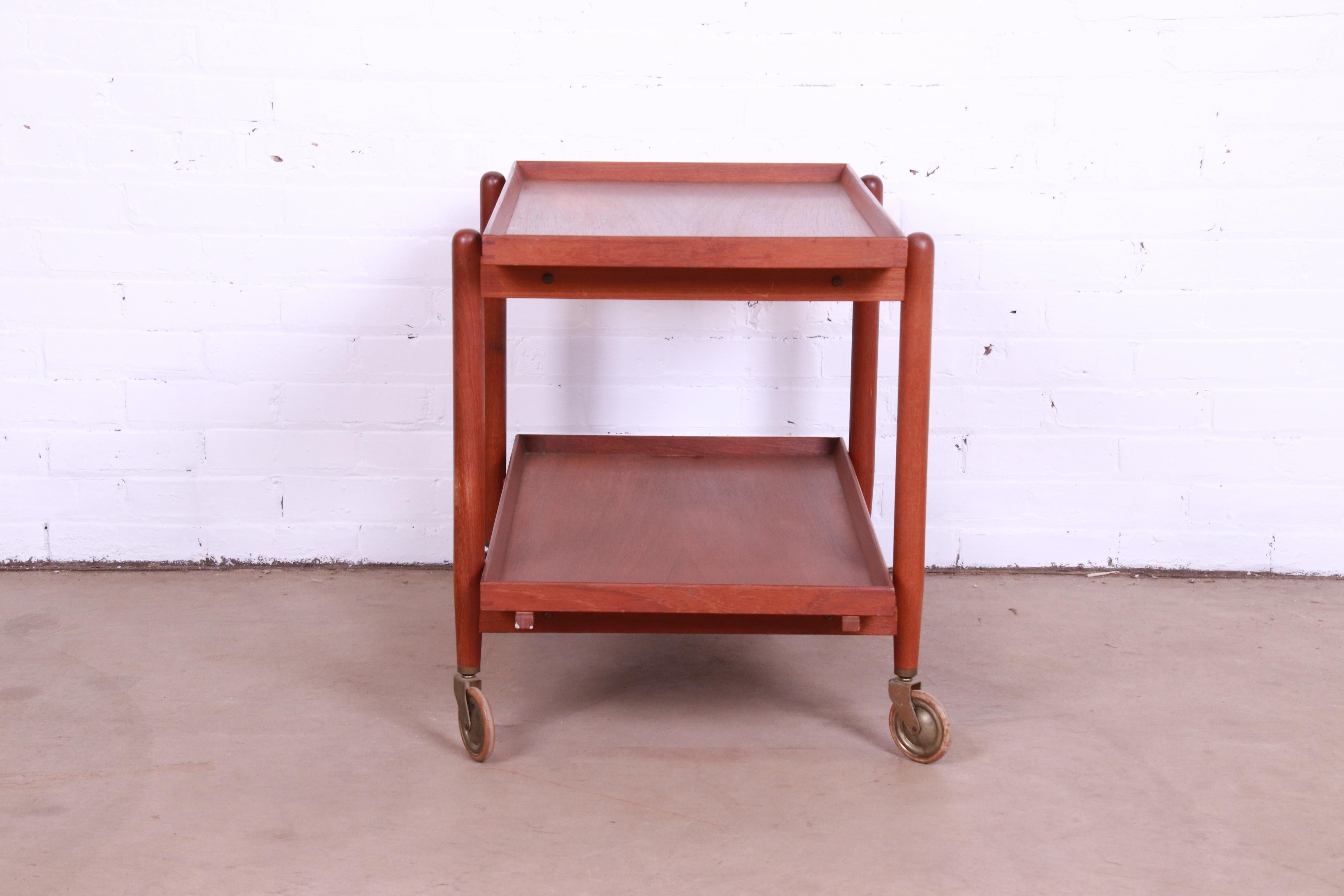 Danish Modern Teak Serving Trolley Bar Cart, 1950s 7