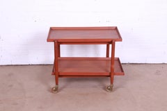 Danish Modern Teak Serving Trolley Bar Cart, 1950s