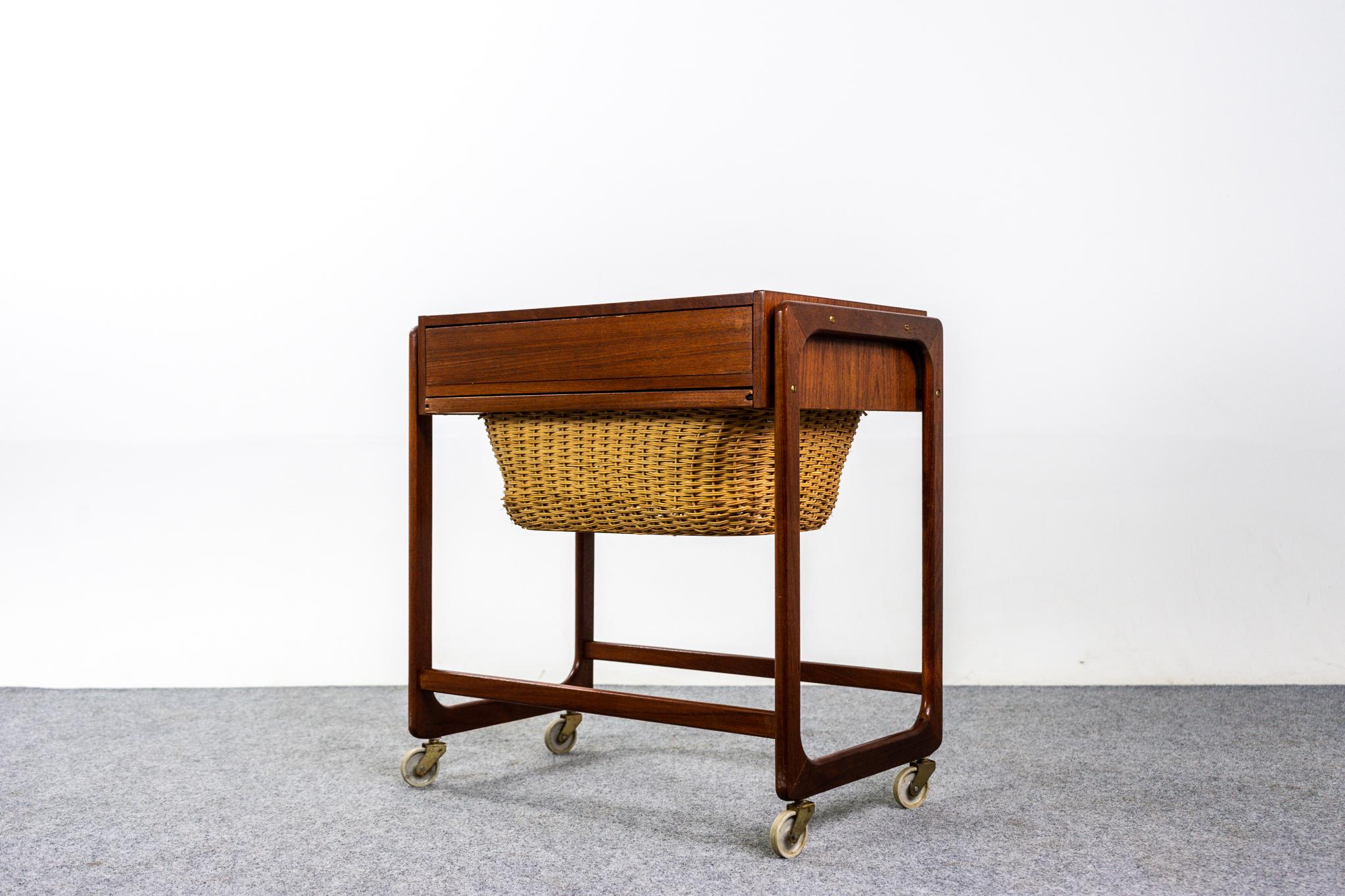 Mid-20th Century Danish Modern Teak Sewing Table For Sale