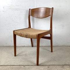 Danish Modern Teak Side Chair, Paper Cord Seat, in the Manner of Niels Miller