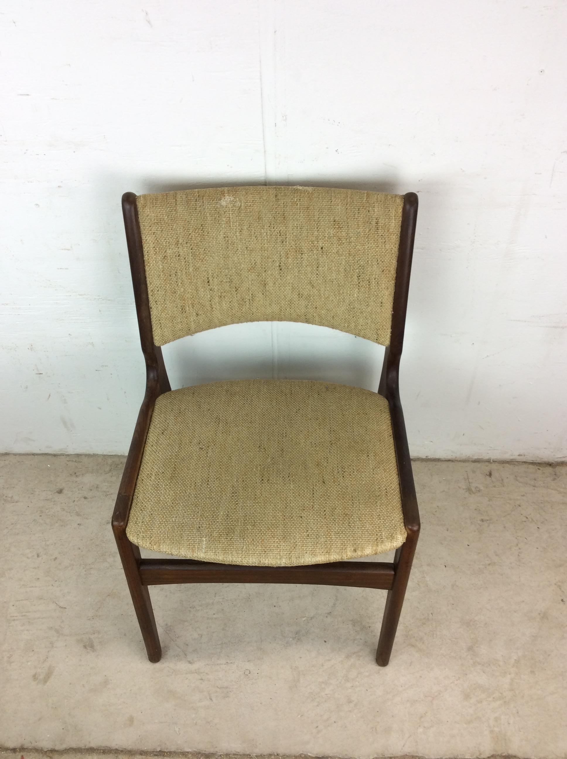 Americano Sedia danese moderna in teak con tappezzeria vintage in vendita