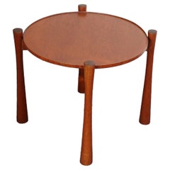 Danish Modern Teak Side Table with Removable Tray Top and Collapsible Base