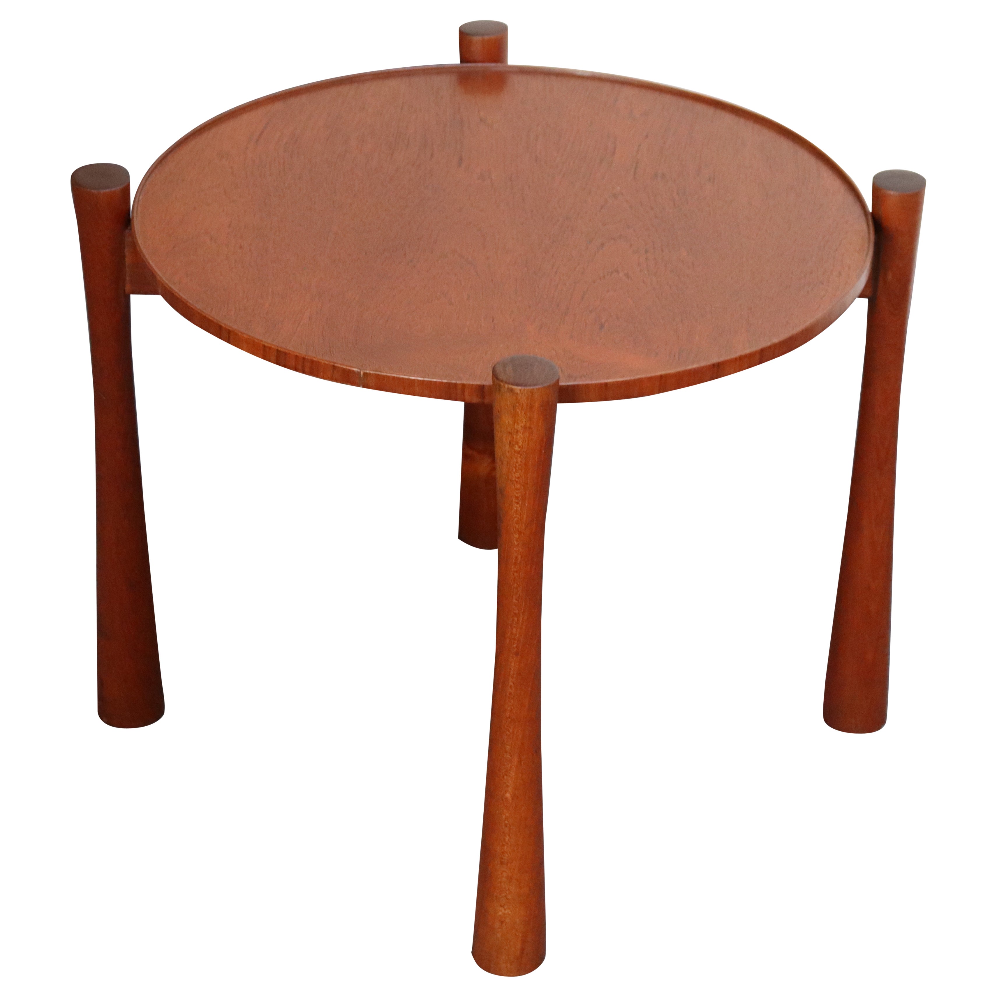 Table d'appoint moderne danoise en teck avec plateau amovible et base pliable en vente