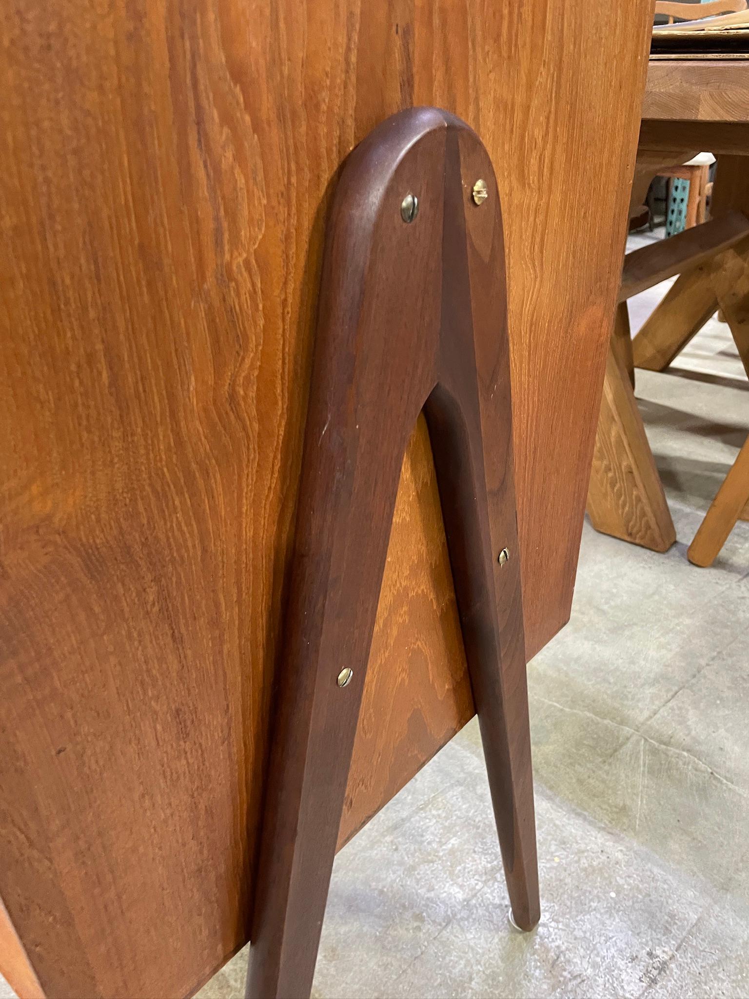 Wood Danish Modern Teak Sideboard or Bar Sculpted Legs For Sale