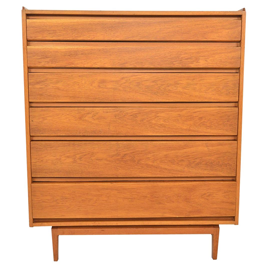 Danish Modern Teak Six Drawer Highboy Dresser