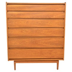 Danish Modern Teak Six Drawer Highboy Dresser