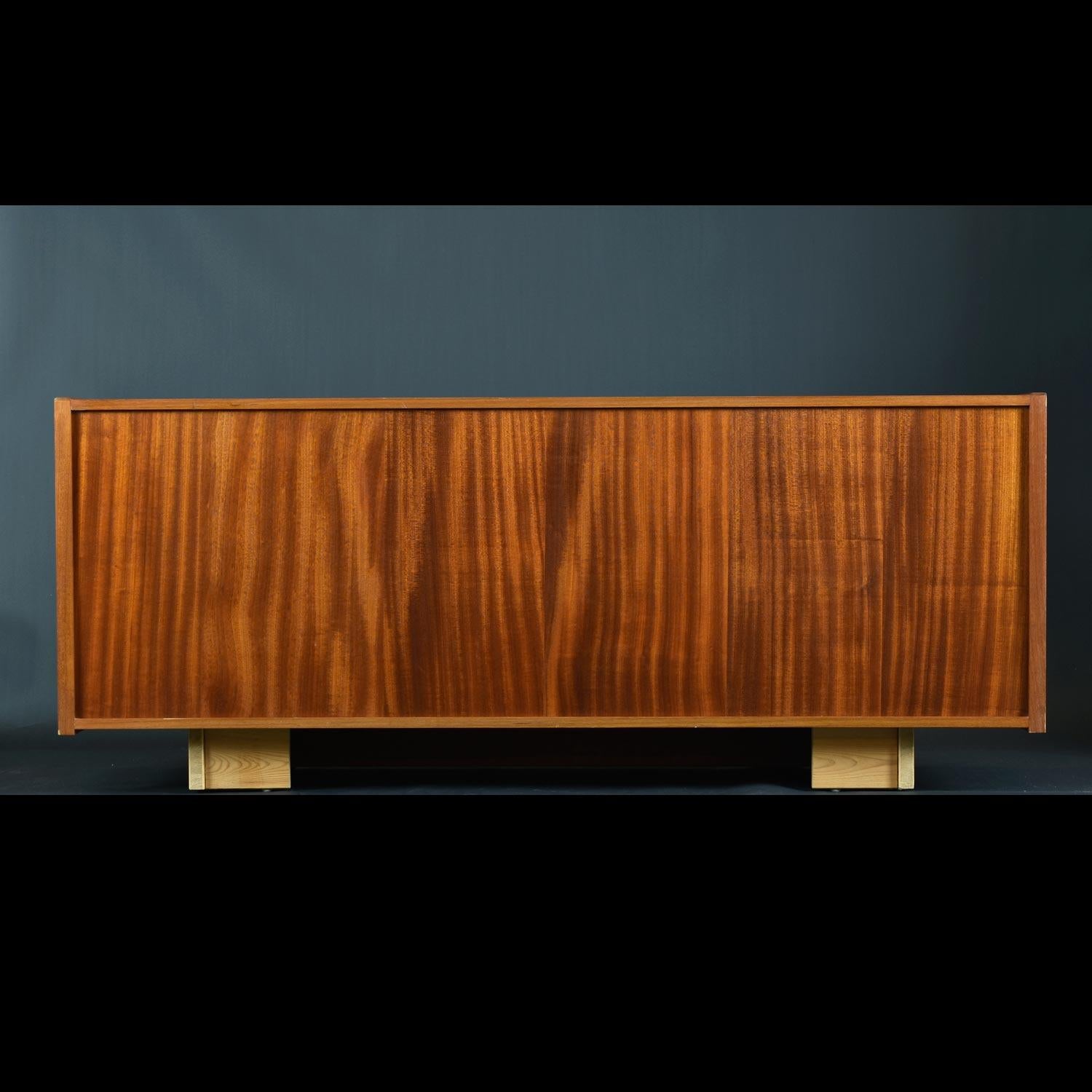 Late 20th Century Danish Modern Teak Sliding Door Credenza Media Cabinet by Laurits M Larsen