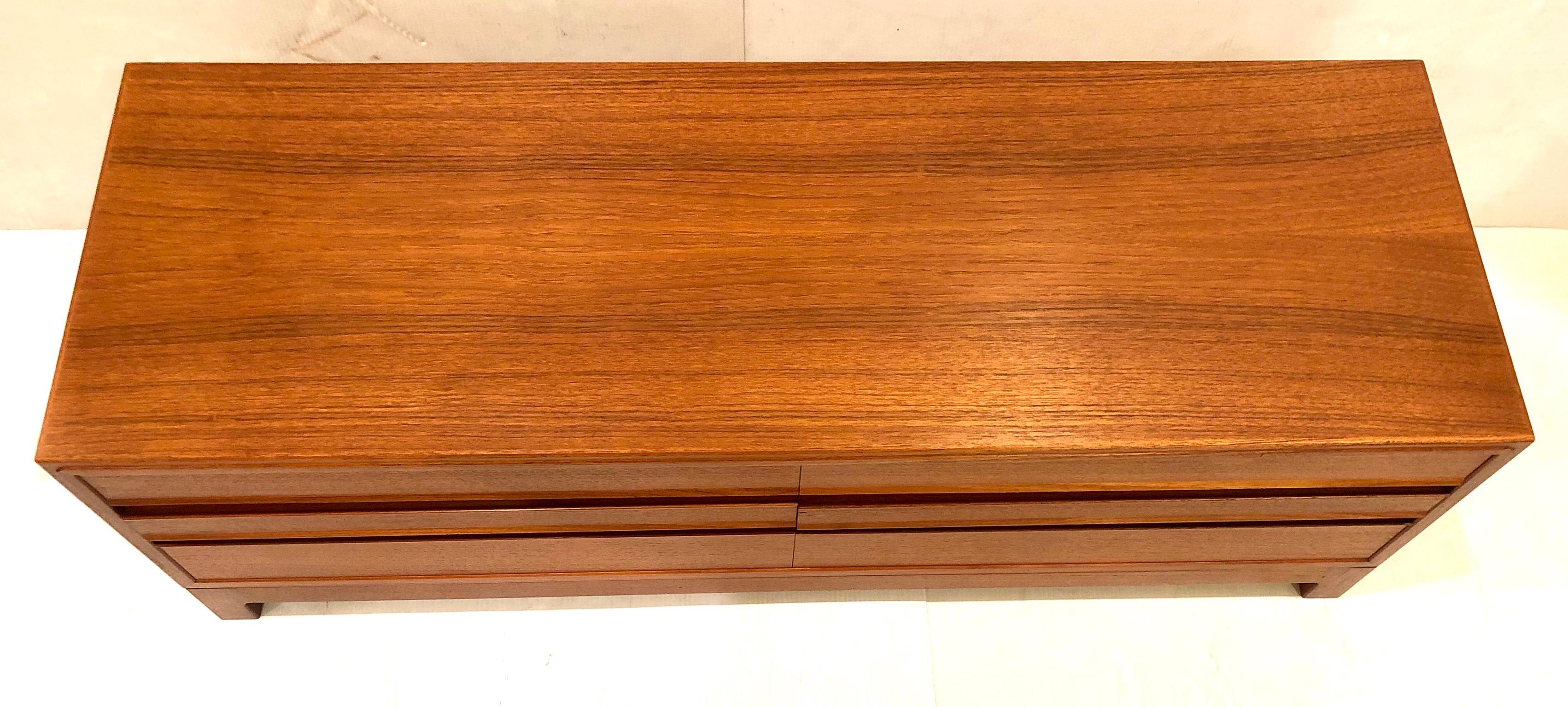 Danish Modern Teak Small Low Credenza with Drawers 1
