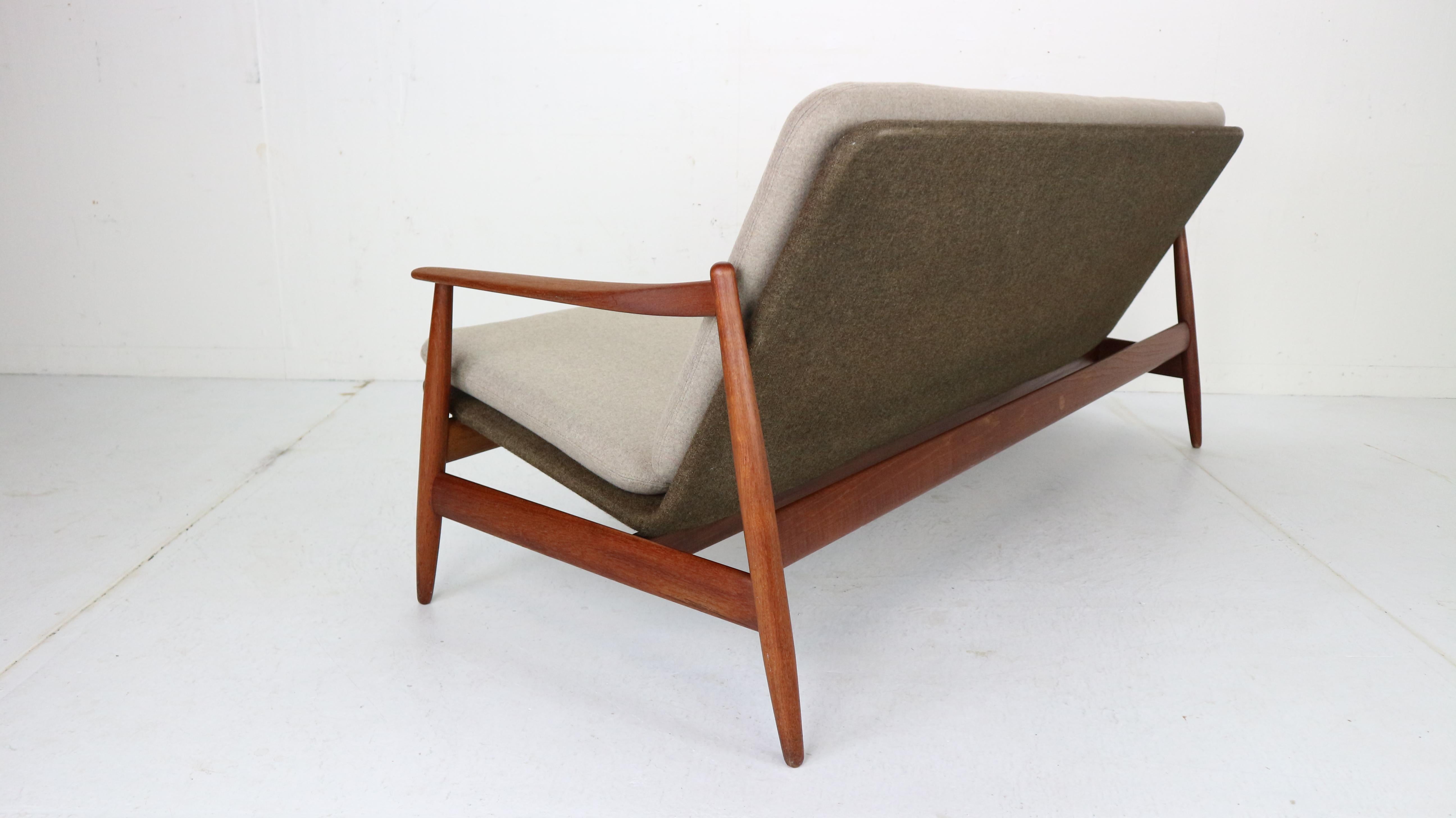 Wool Danish Modern Teak Sofa by Poul M. Volther for Frem Rojle, 1960, Denmark