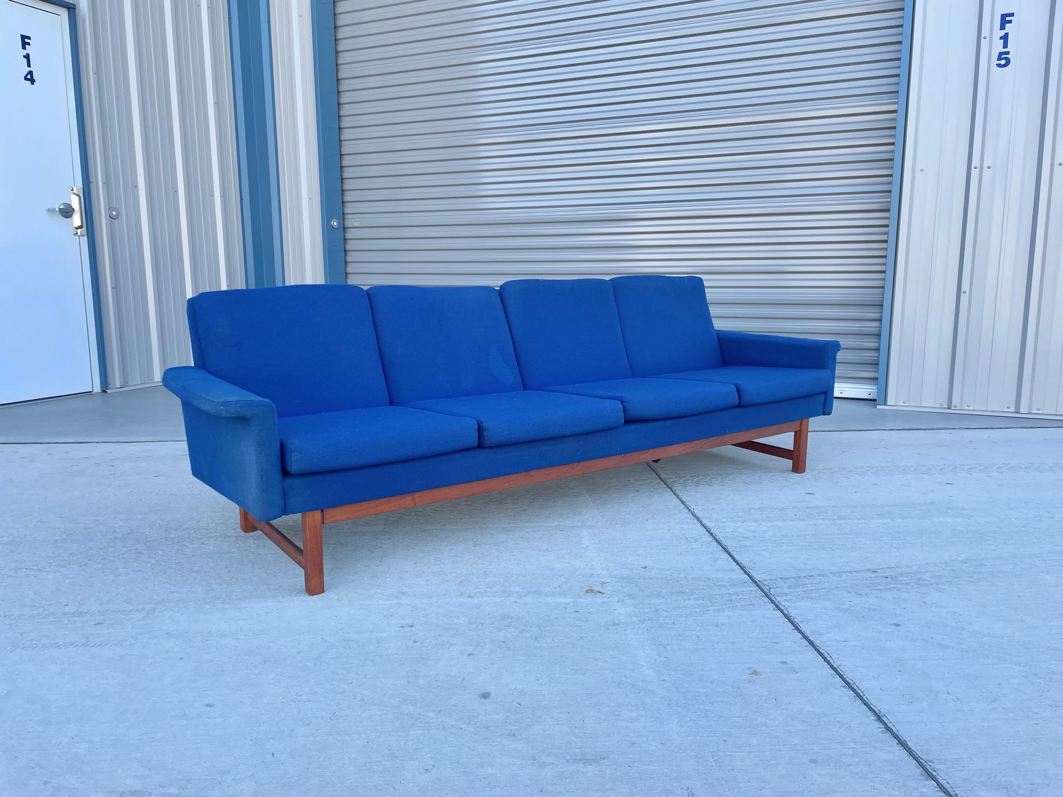 Fabric Danish Modern Teak Sofa For Sale