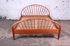 Danish Modern Teak Spindle Queen Size Bed by Jesper