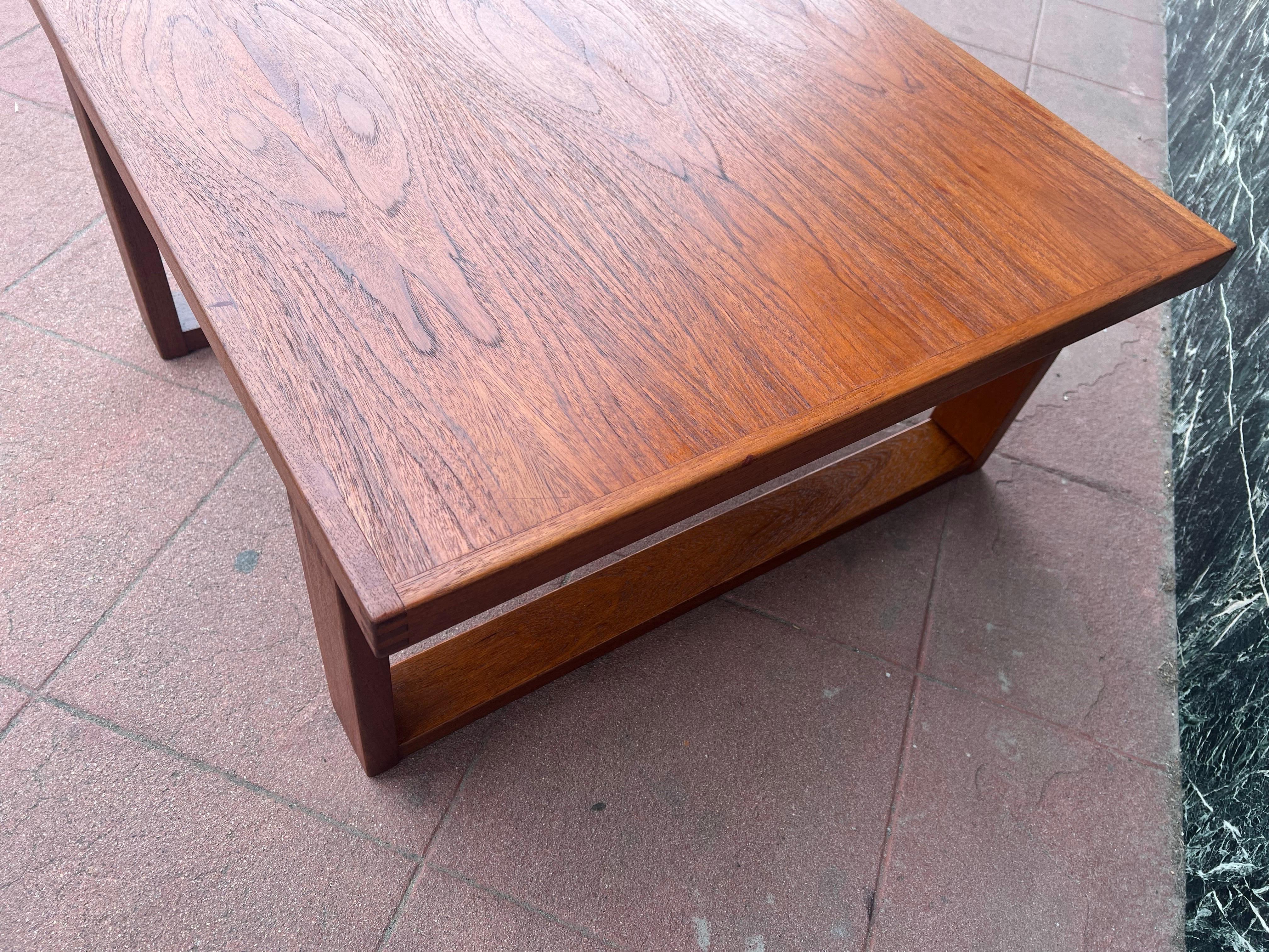Danish Modern Teak Square Coffee Table by Trioh In Excellent Condition For Sale In San Diego, CA