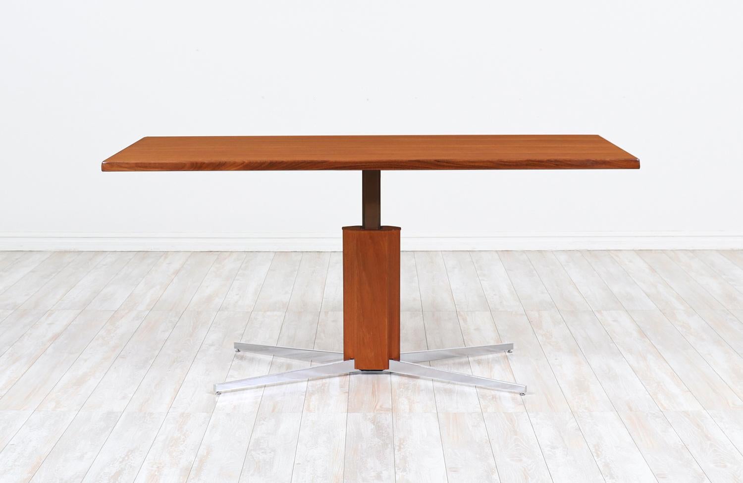 Polished Expertly Restored - Danish Modern Teak and Steel Adjustable Table / Desk